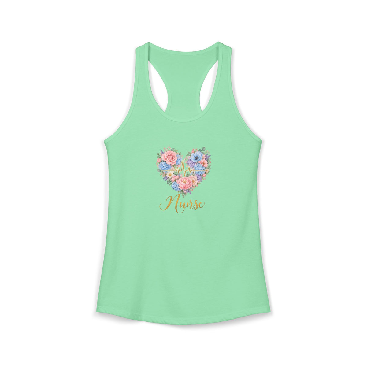 Watercolor Heart EKG Nurse Women's Racerback Tank Top