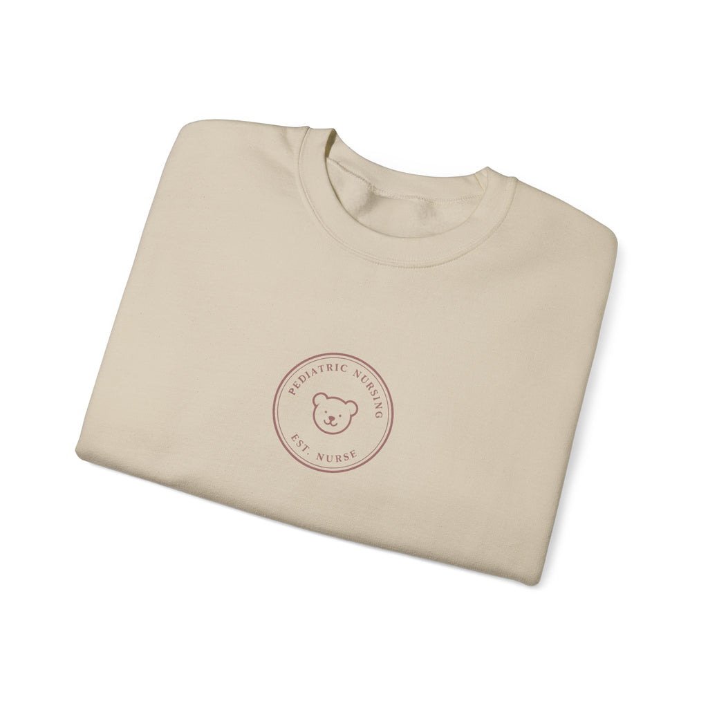 Pediatric Nurse Minimal Vintage Badge Pediatric Nursing Crewneck Sweatshirt