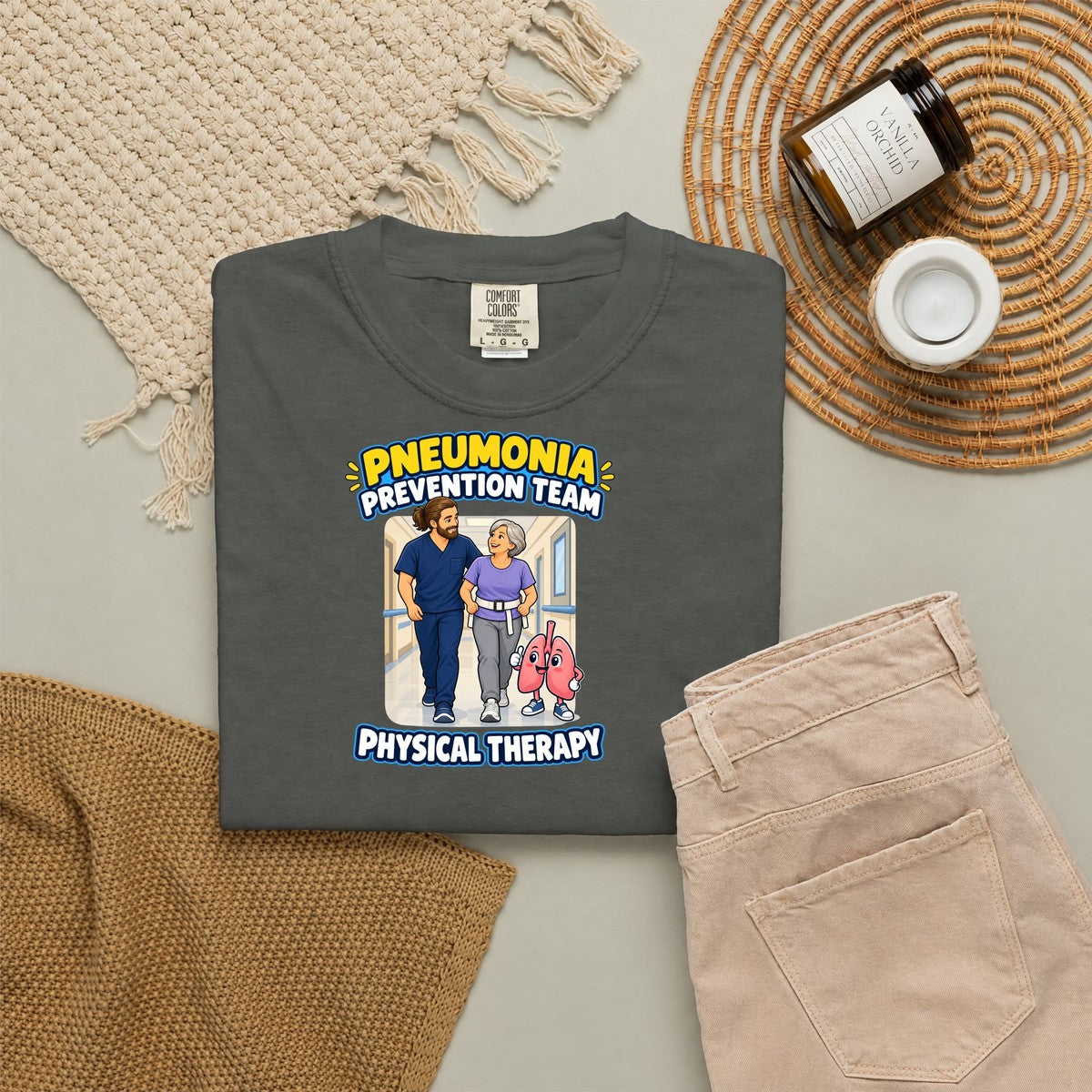 Pneumonia Prevention Team Male Physical Therapist Comfort Colors T-Shirt