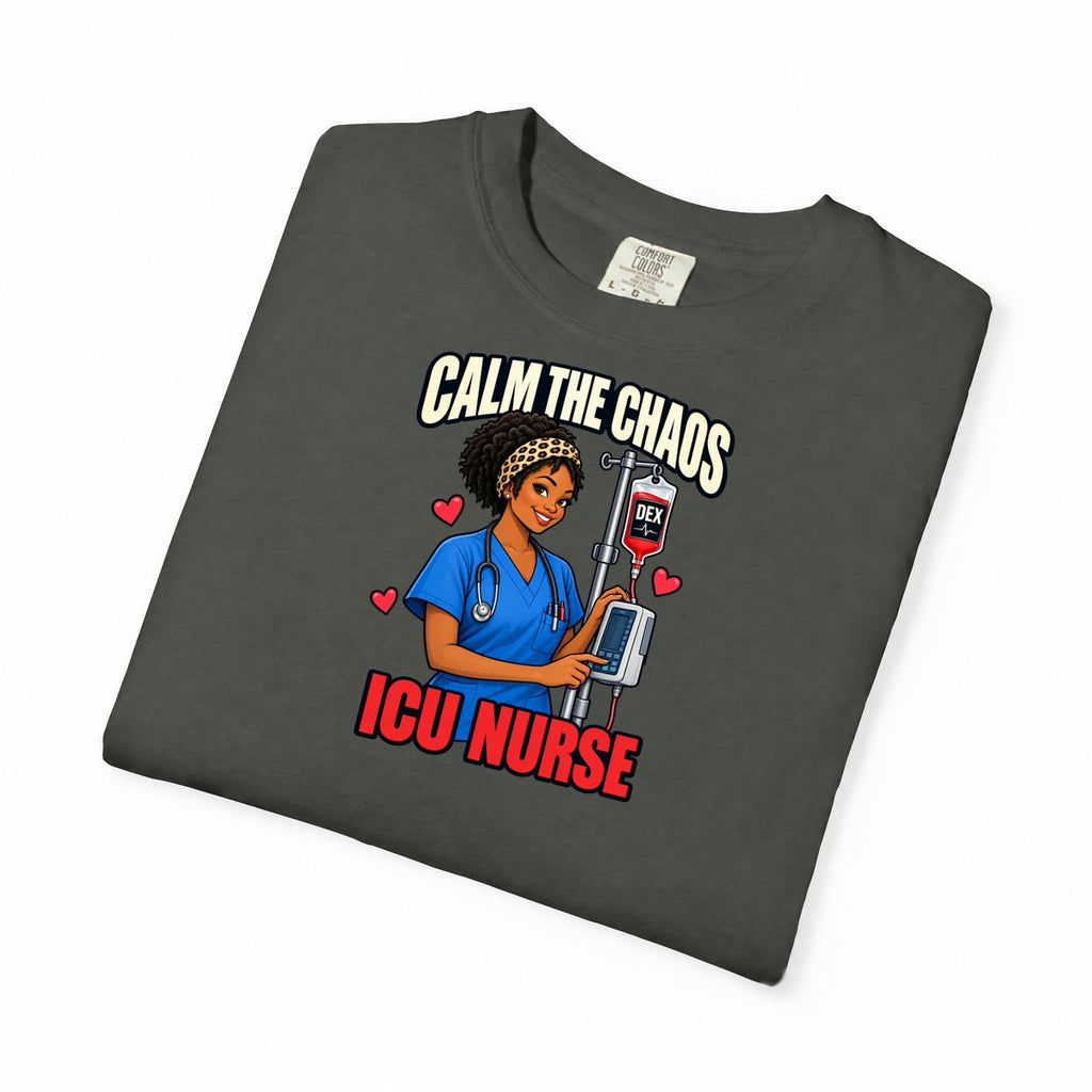 Calm the Chaos Dex ICU Nurse Tee (Short Natural)