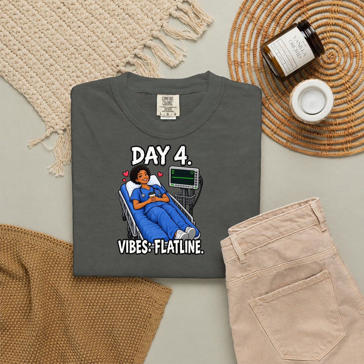 Day 4 Vibes Flatline Nurse Tee (Short Natural)