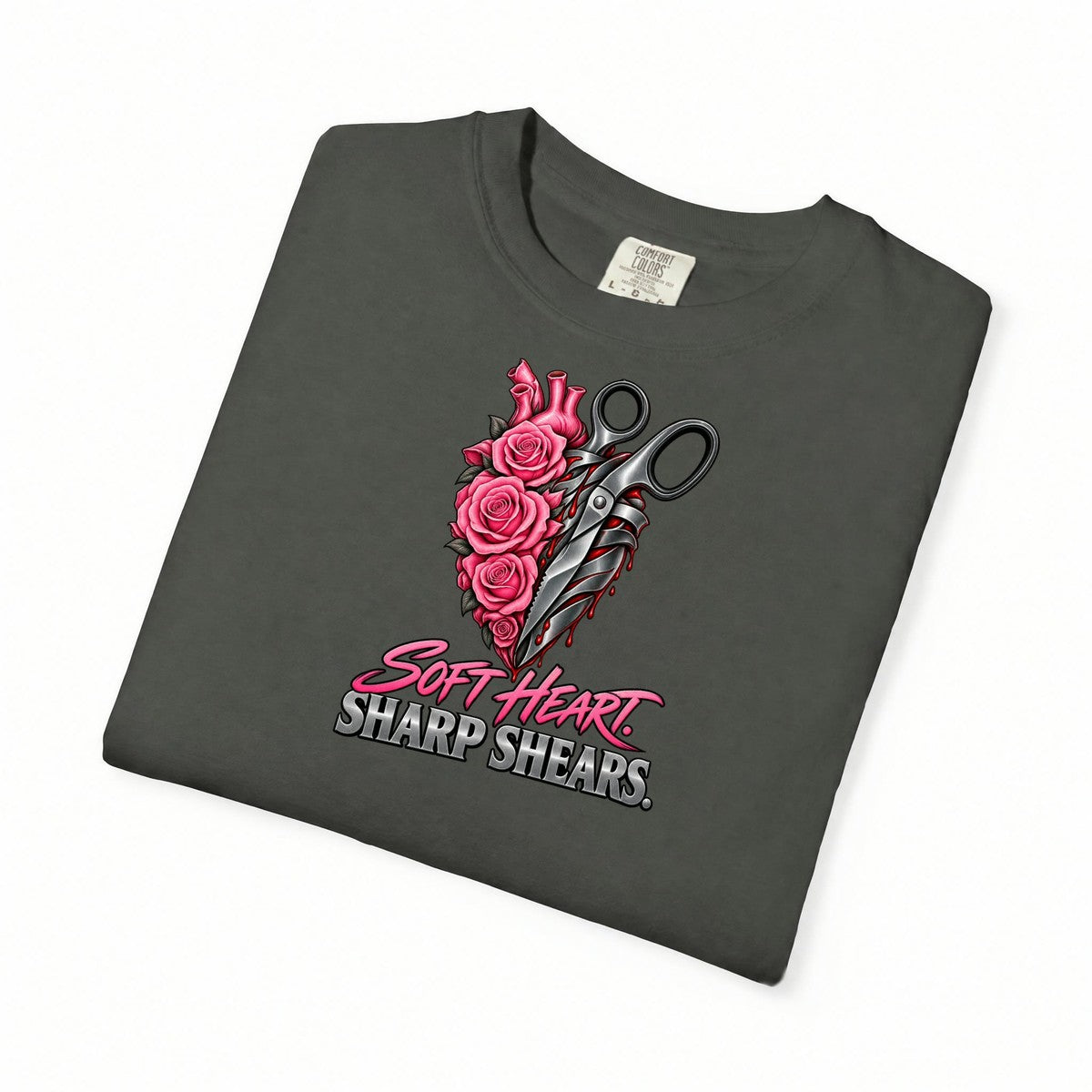 Soft Heart Sharp Shears Nurse Comfort Colors T-Shirt folded