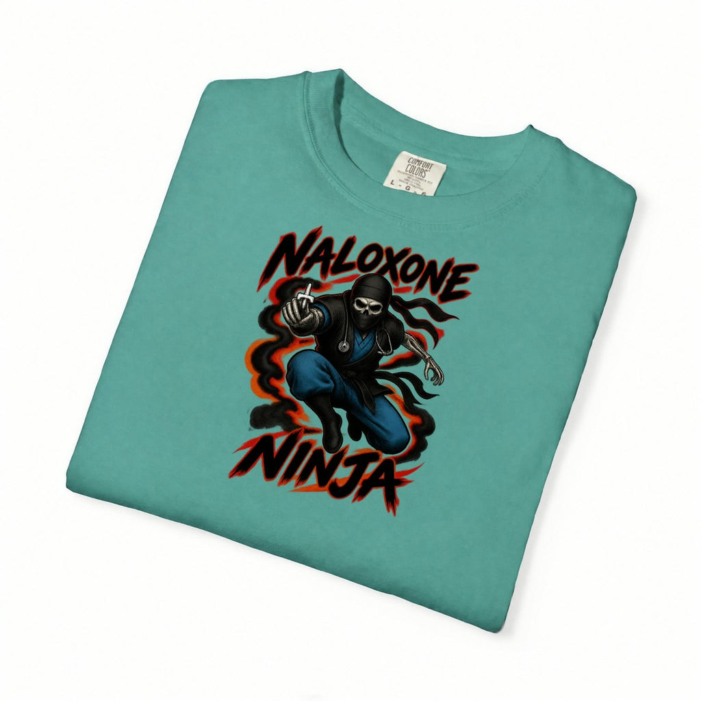 Naloxone Ninja Skeleton ER Nurse Comfort Colors T-Shirt folded