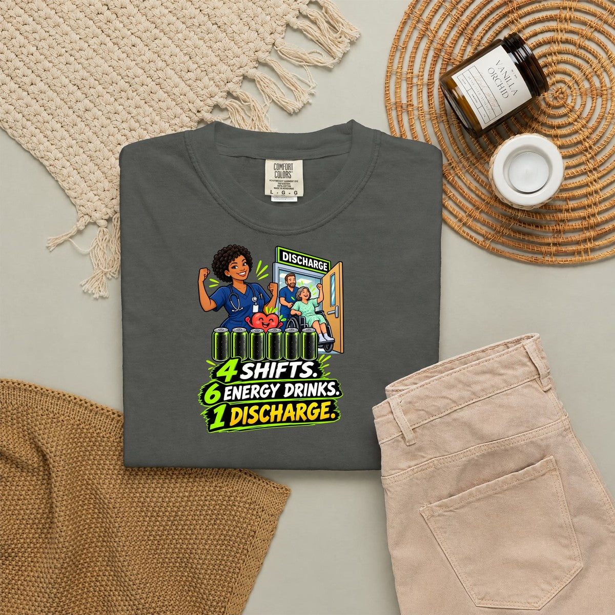 4 Shifts 6 Energy Drinks 1 Discharge Nurse Tee (Short Natural)