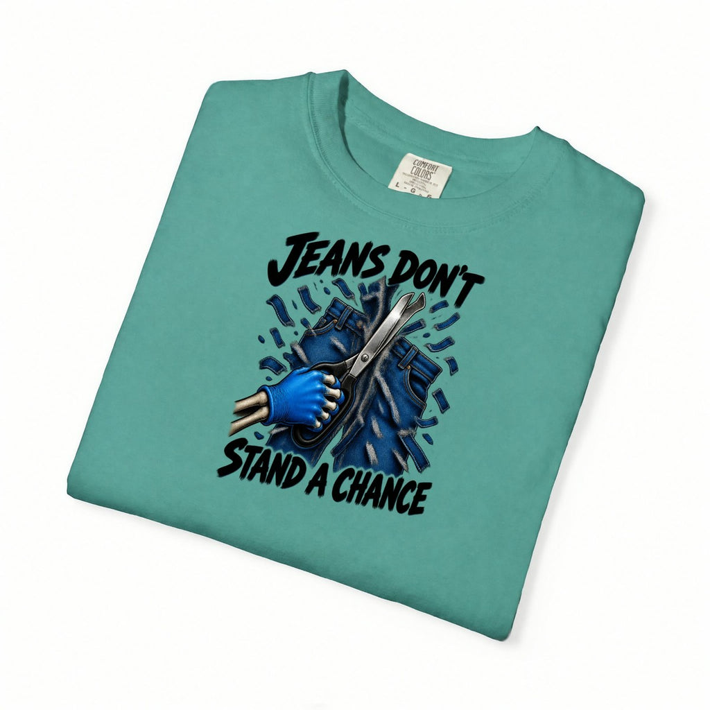 Jeans Don't Stand a Chance Skeleton ER Nurse Comfort Colors T-Shirt folded