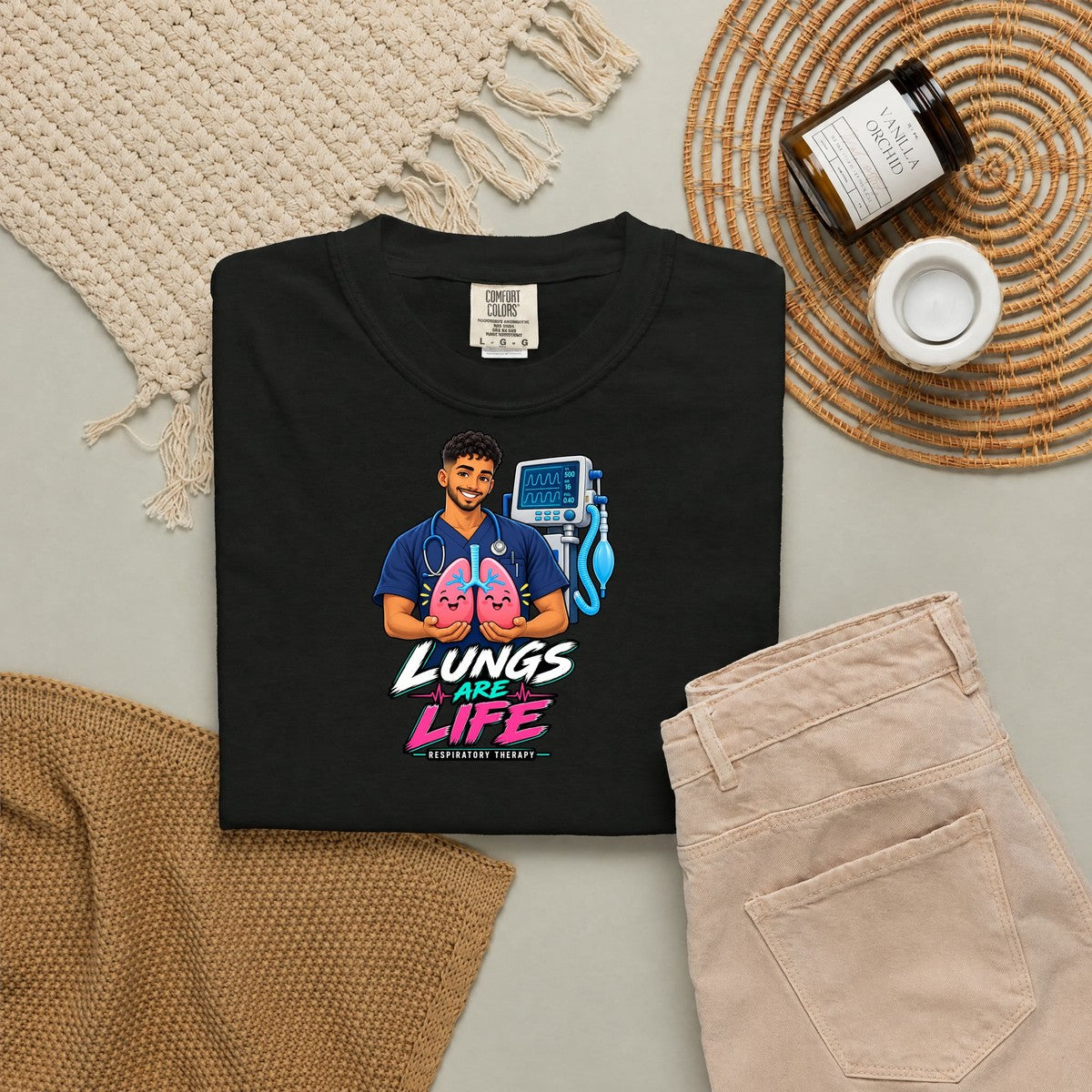 Lungs Are Life Male Respiratory Therapist Comfort Colors T-Shirt