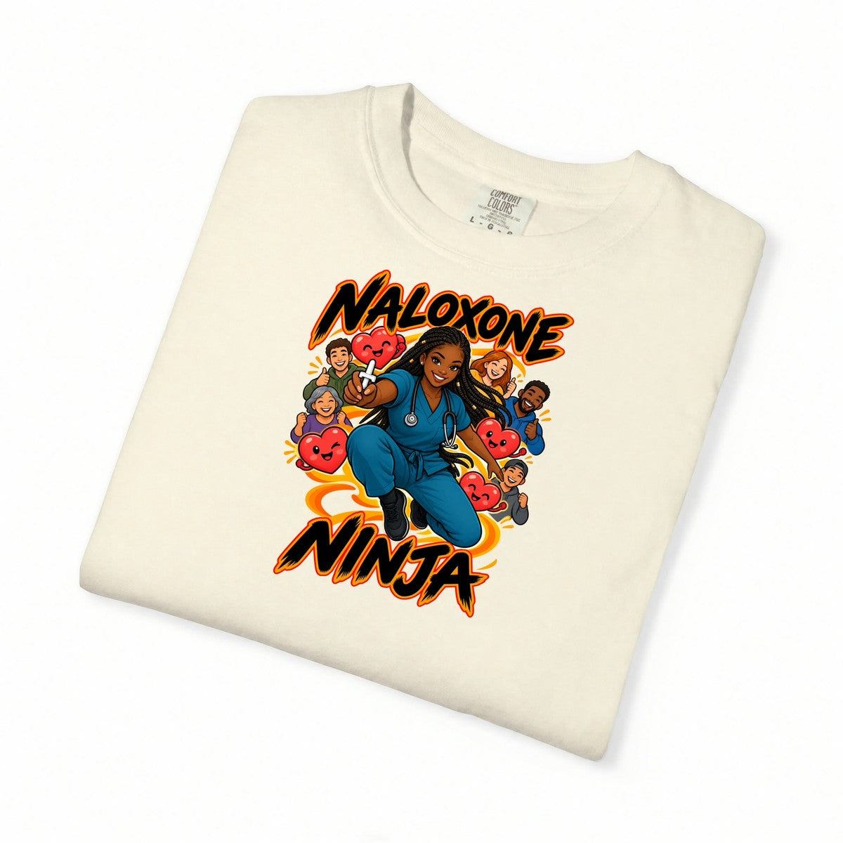 Naloxone Ninja ER Nurse Tee (Box Braids)