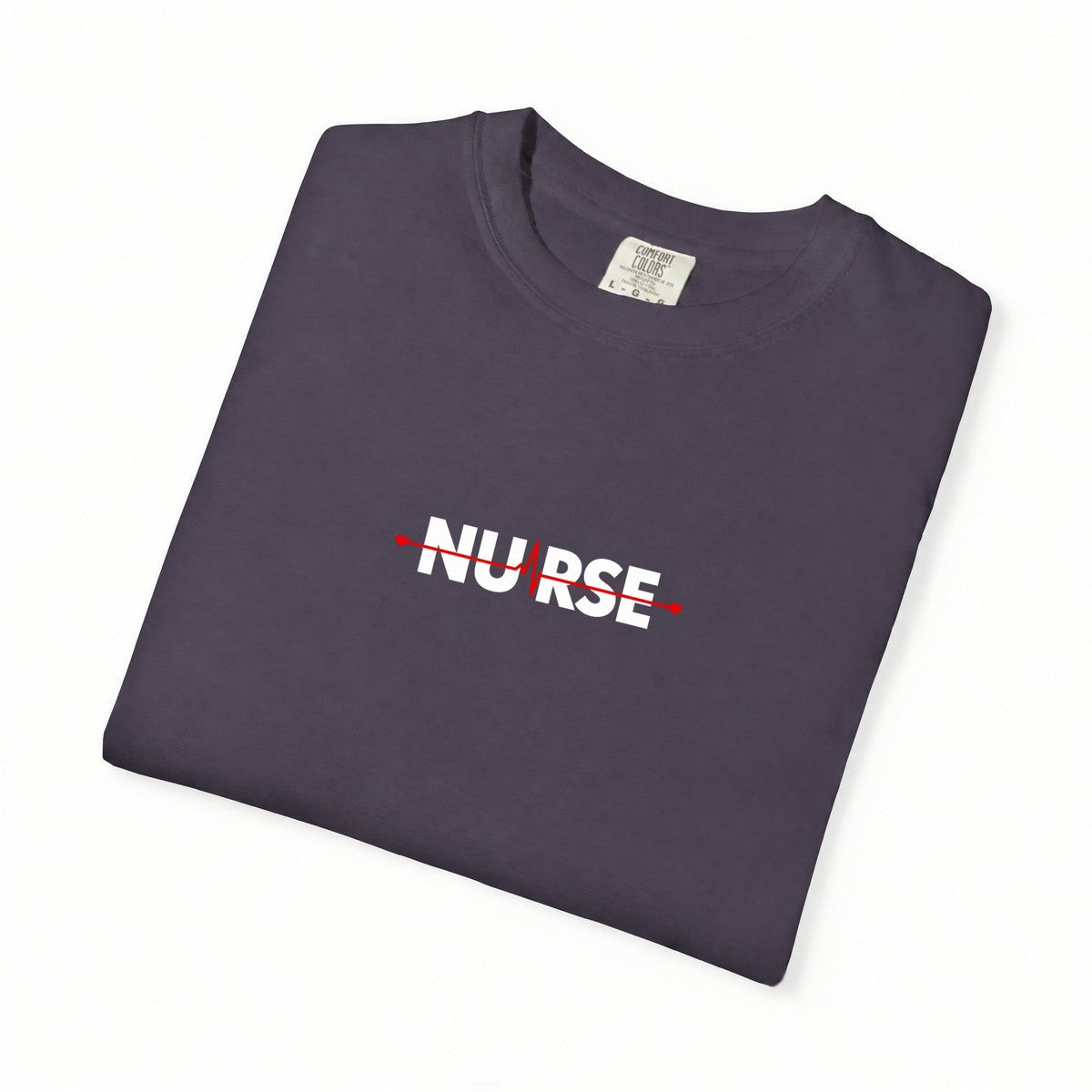 Nurse Heartbeat EKG Line Comfort Colors T-Shirt folded
