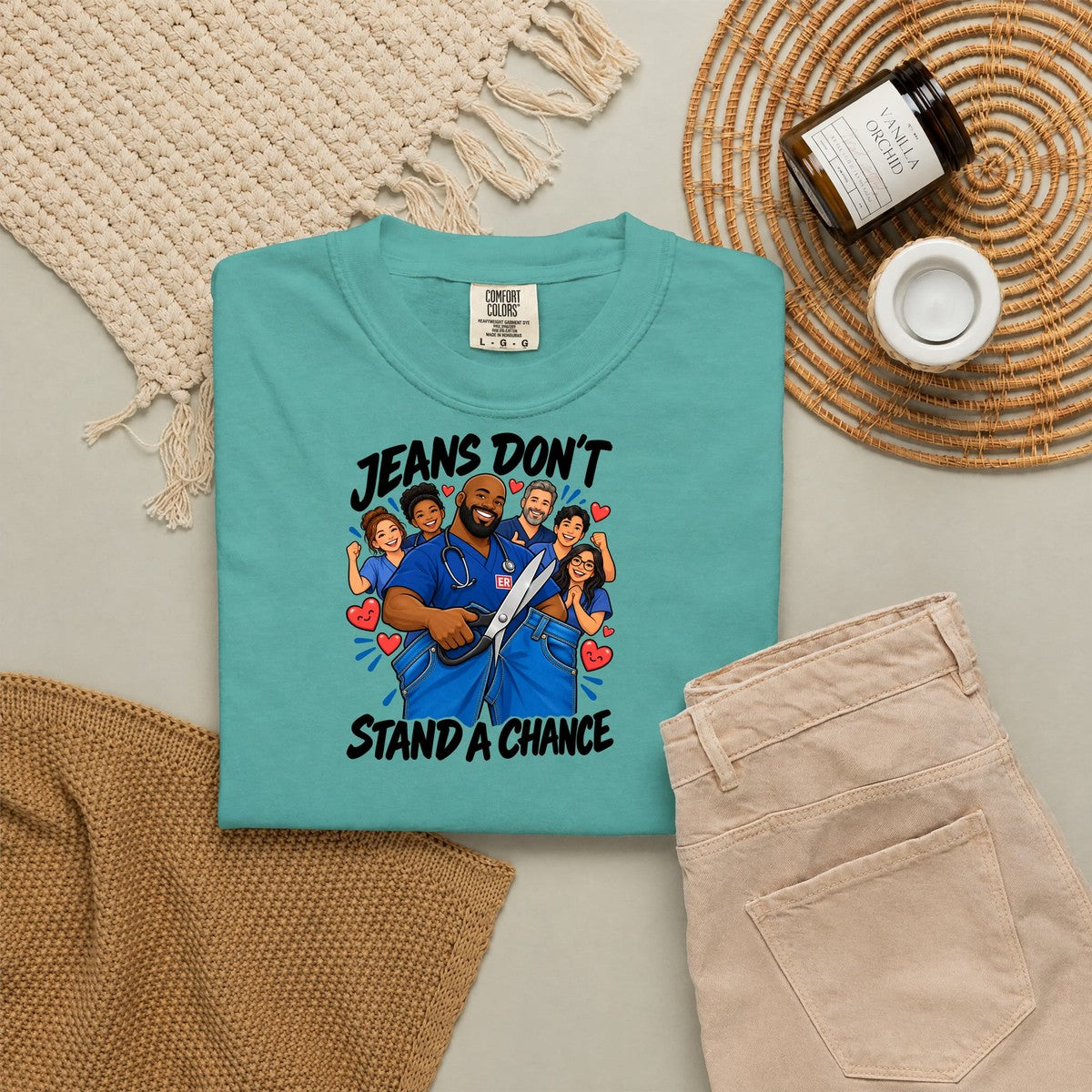 Jeans Don't Stand a Chance ER Nurse Tee (Bald & Bearded)