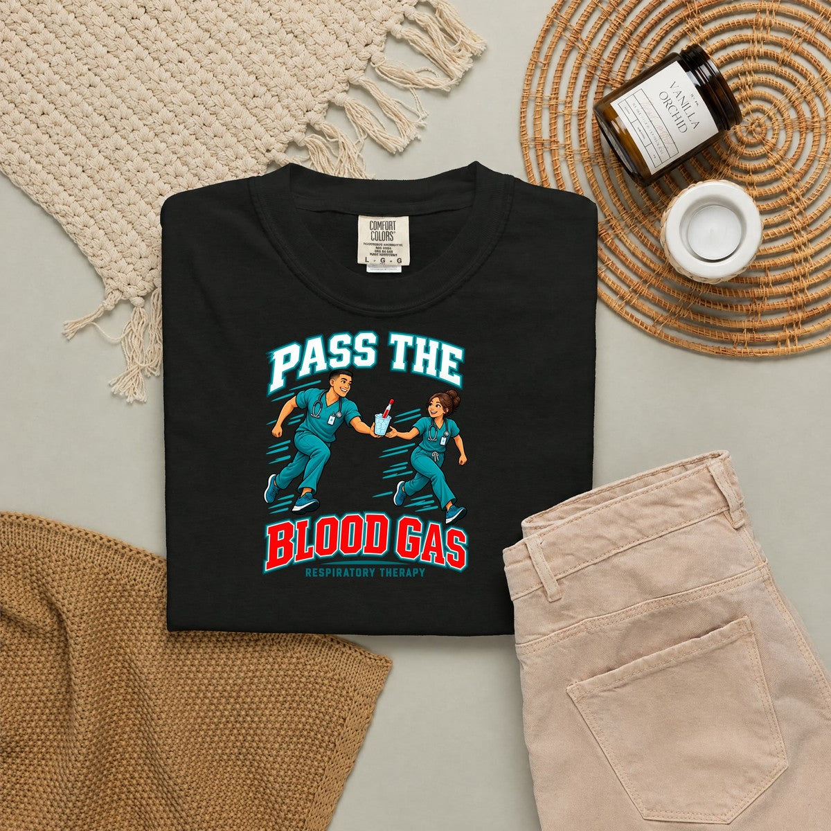 Pass the Blood Gas Male Respiratory Therapist Comfort Colors T-Shirt