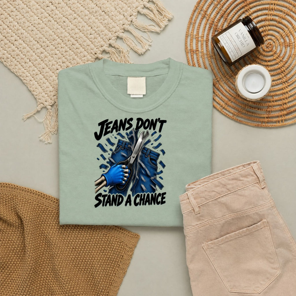 Jeans Don't Stand a Chance Skeleton ER Nurse Comfort Colors T-Shirt folded