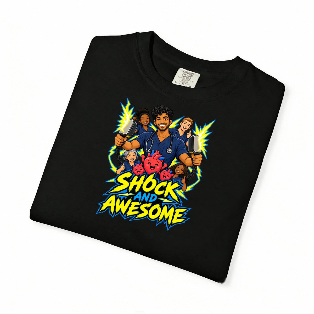 Shock and Awesome Cardiac Male Nurse Tee