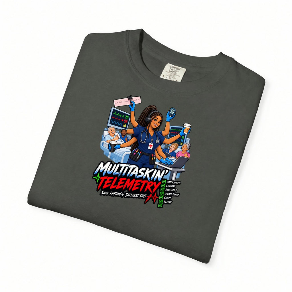 Multitaskin' Telemetry Same Rhythms Different Shift Tele Nurse Tee