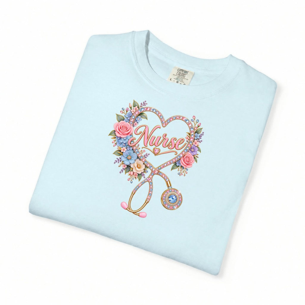 Rhinestone Stethoscope Heart Nurse Tee