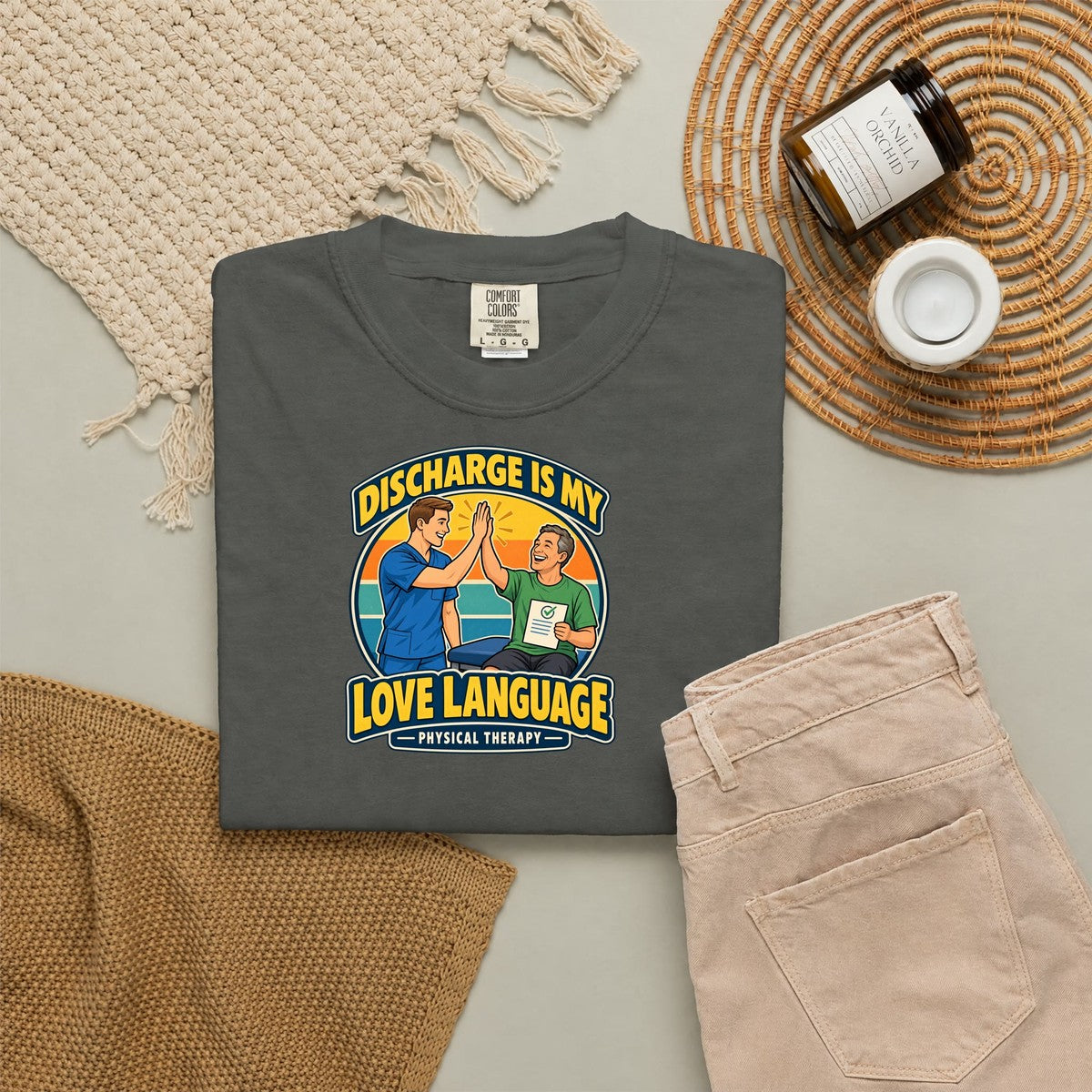 Discharge Is My Love Language Male Physical Therapist Comfort Colors T-Shirt