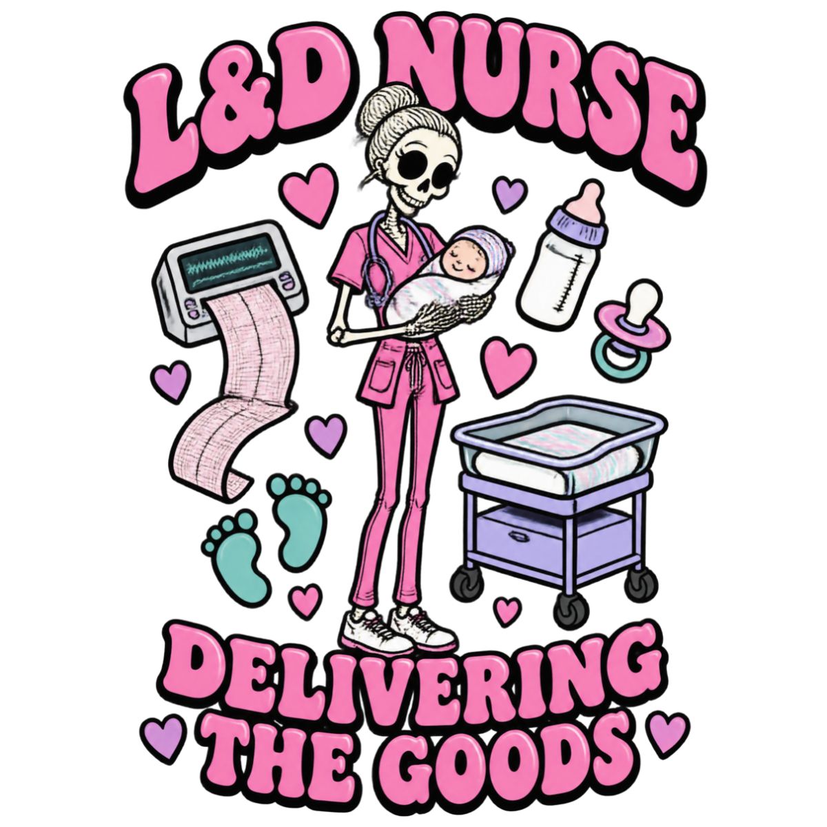 L&D Nurse Skeleton Badge Reel | Delivering the Goods