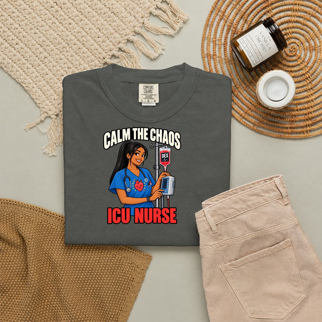 Calm the Chaos Dex ICU Nurse Comfort Colors T-Shirt