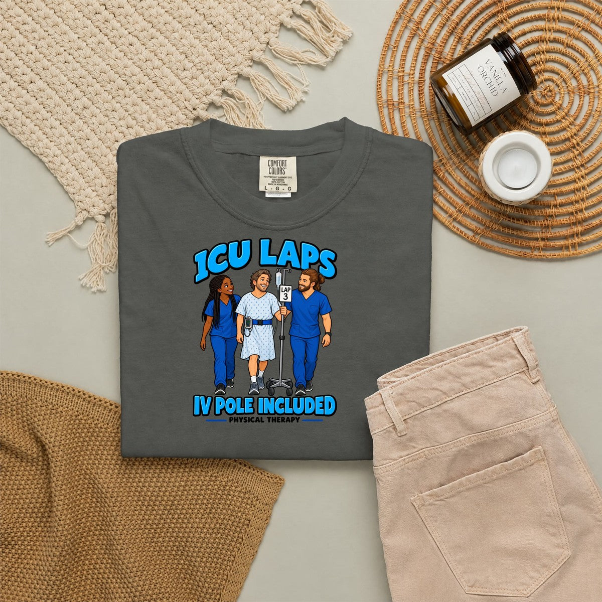ICU Laps IV Pole Included Physical Therapist Comfort Colors T-Shirt