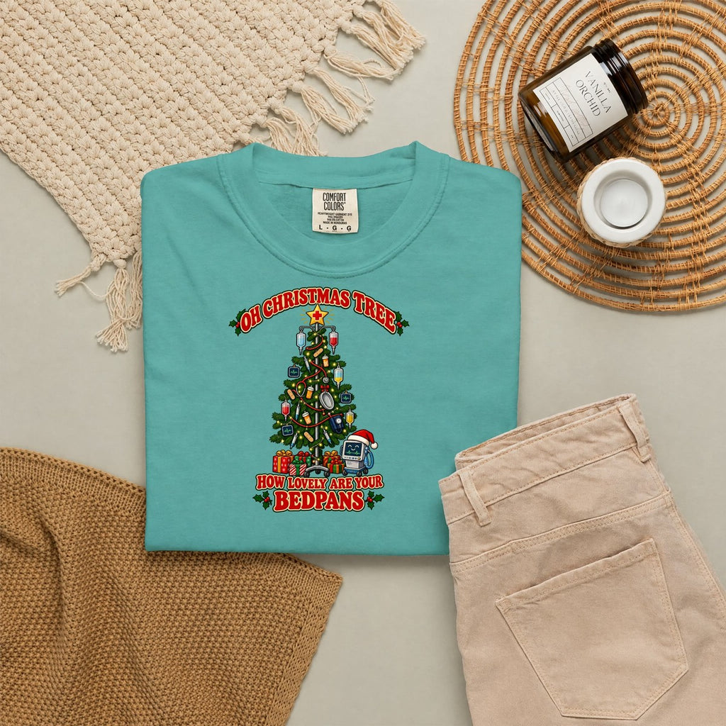 Oh Christmas Tree How Lovely Are Your Bedpans Nurse Tee