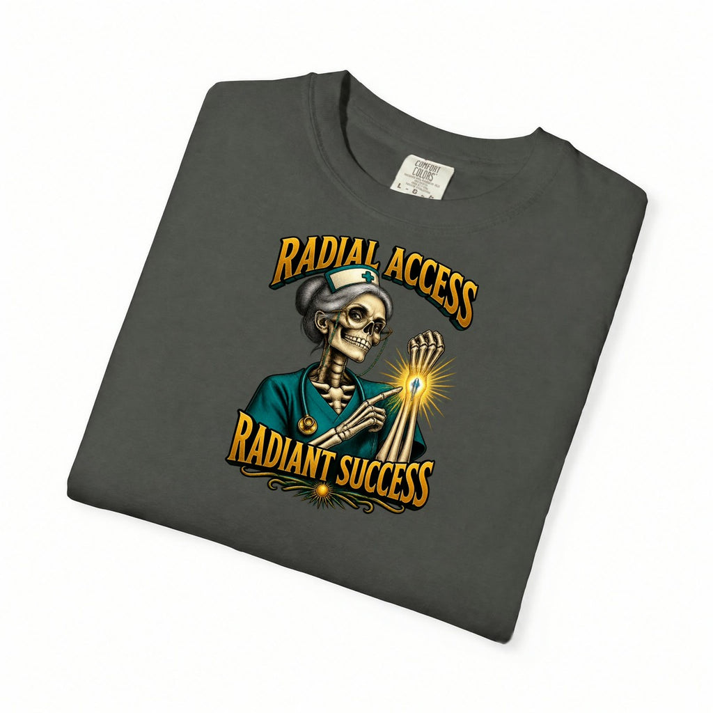 Radial Access Radiant Success Skeleton Cardiac Nurse Comfort Colors T-Shirt folded