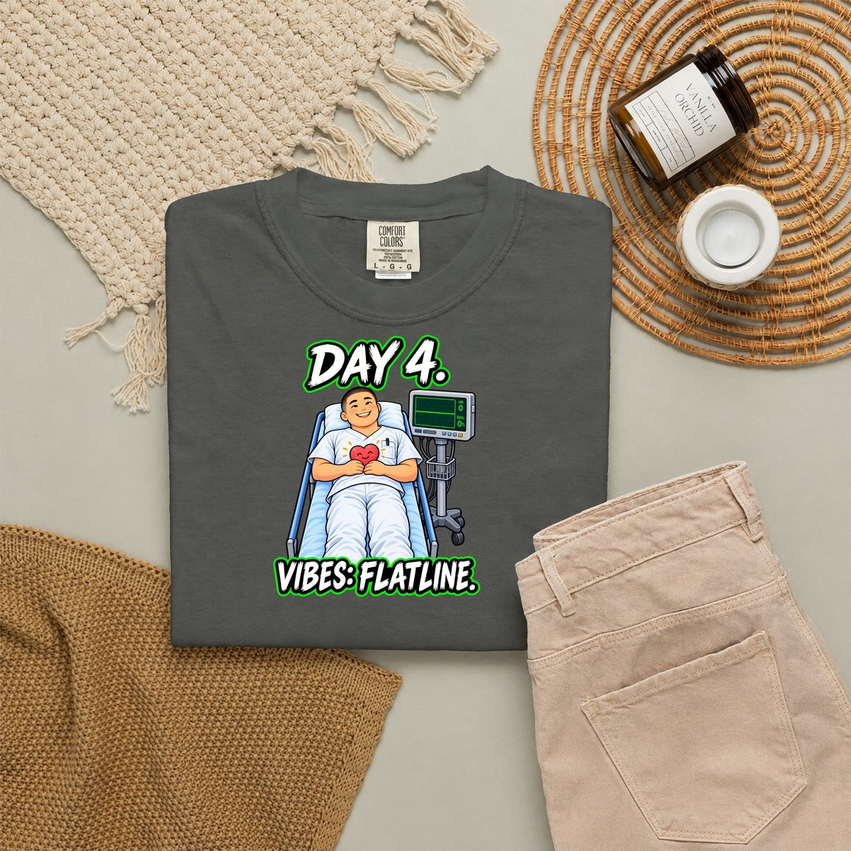 Day 4 Vibes Flatline Male Nurse Comfort Colors T-Shirt