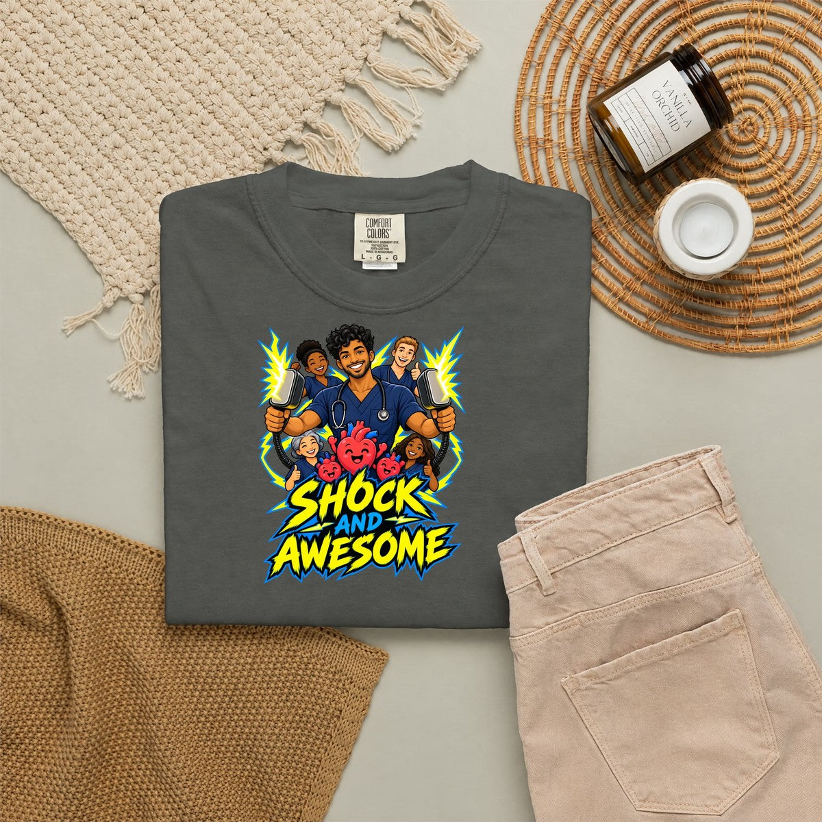 Shock and Awesome Cardiac Male Nurse Tee