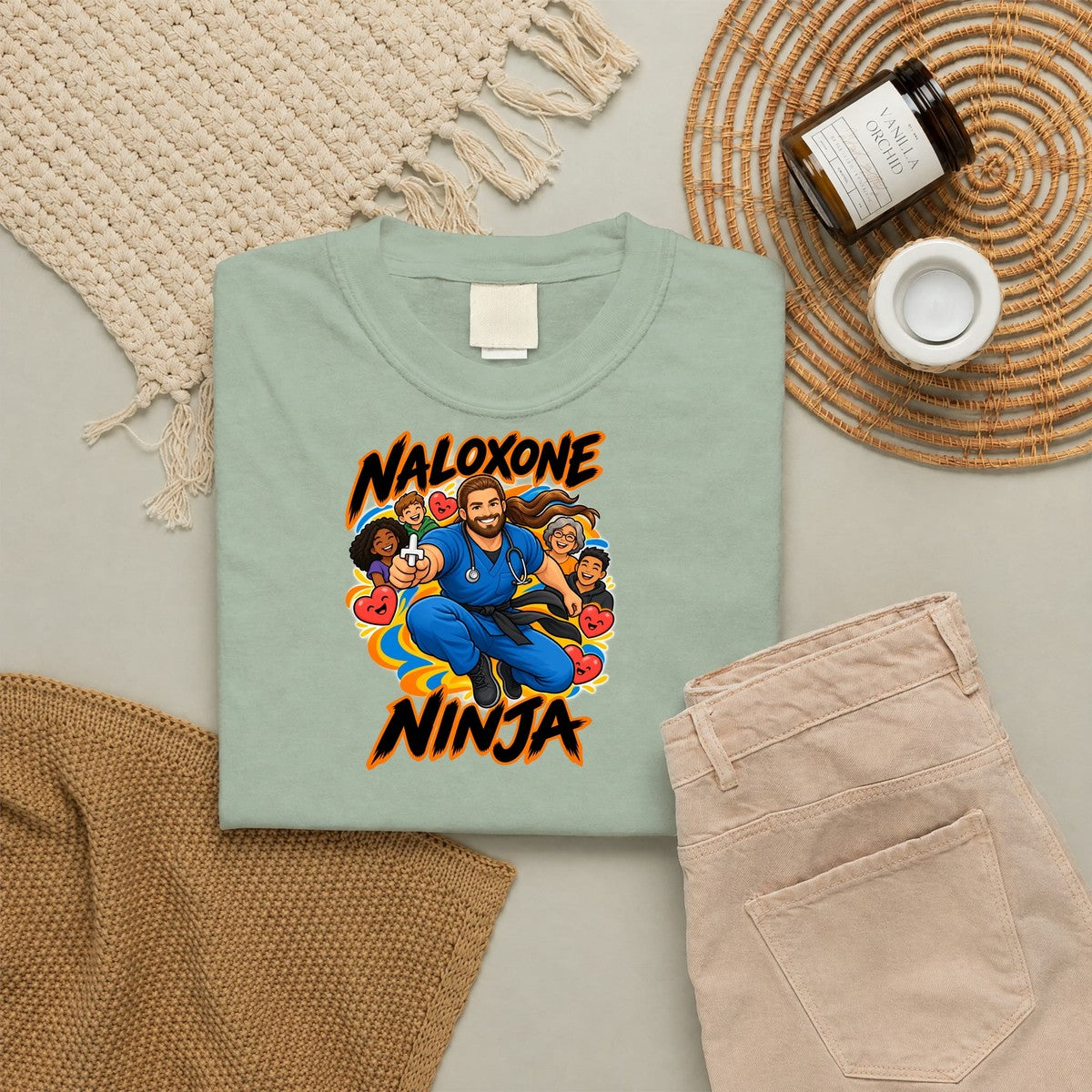 Naloxone Ninja ER Nurse Tee (Long Hair & Beard)