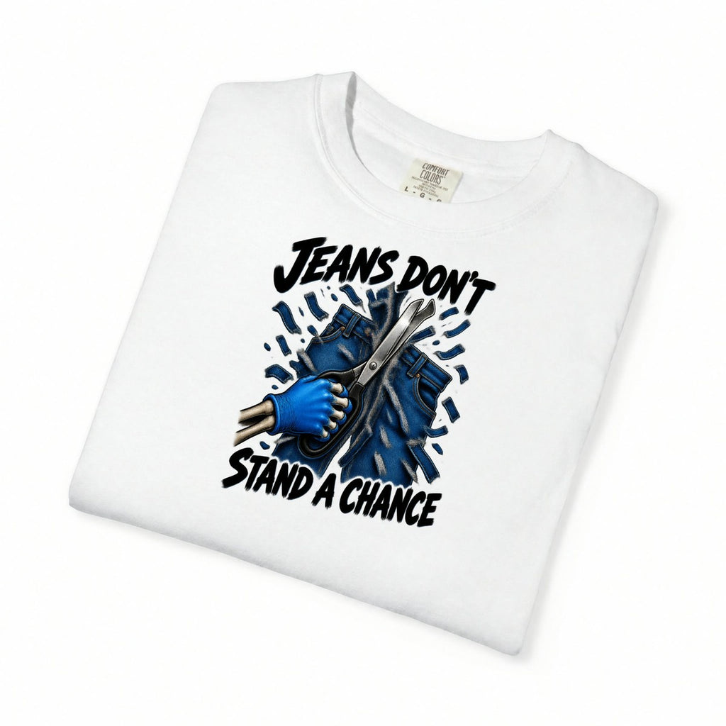 Jeans Don't Stand a Chance Skeleton ER Nurse Comfort Colors T-Shirt folded