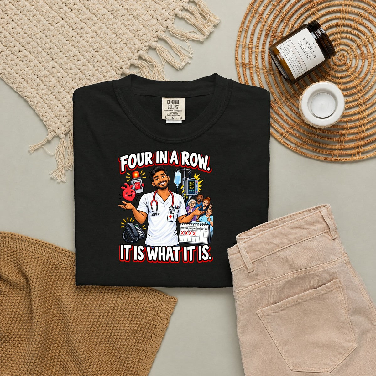 Four in a Row It Is What It Is Male Nurse Tee