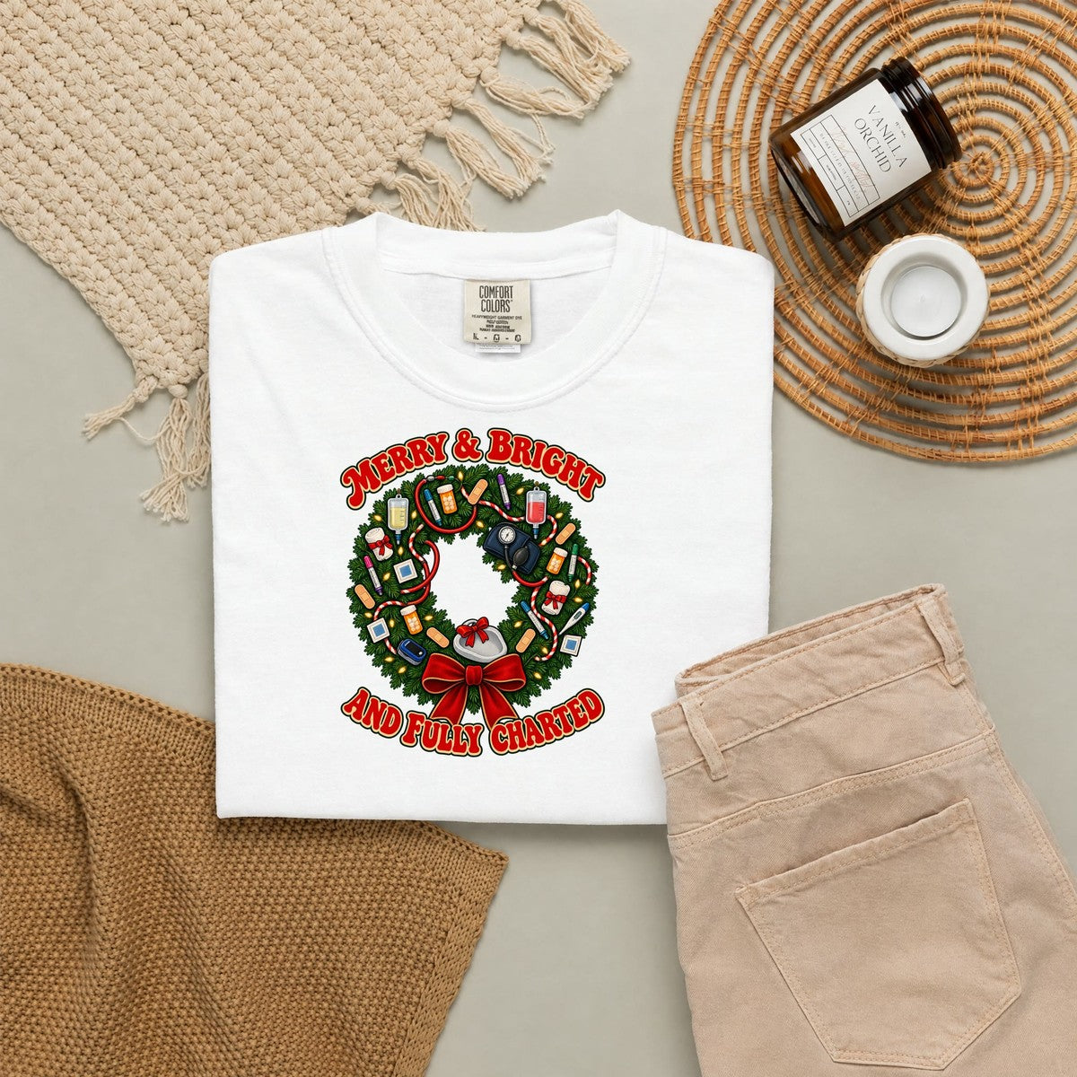 Merry & Bright and Fully Charted Christmas Nurse Tee