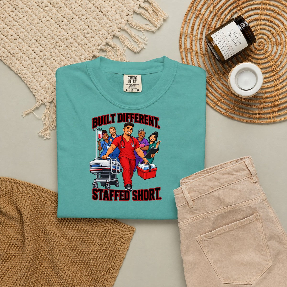 Built Different Staffed Short Nurse Comfort Colors T-Shirt