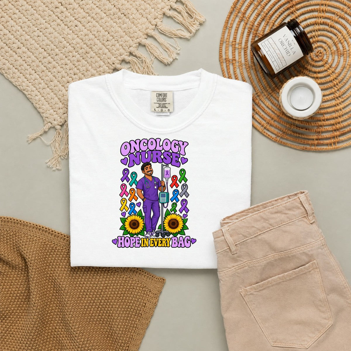 Oncology Male Nurse Hope in Every Bag Tee
