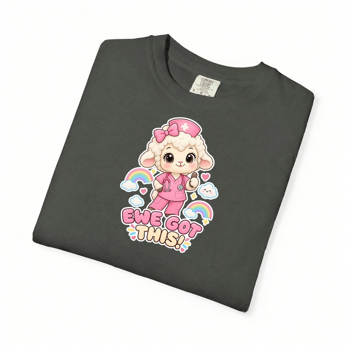 Ewe Got This Lamb Peds Nurse Pink Comfort Colors T-Shirt folded