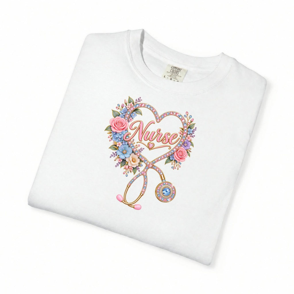 Rhinestone Stethoscope Heart Nurse Tee
