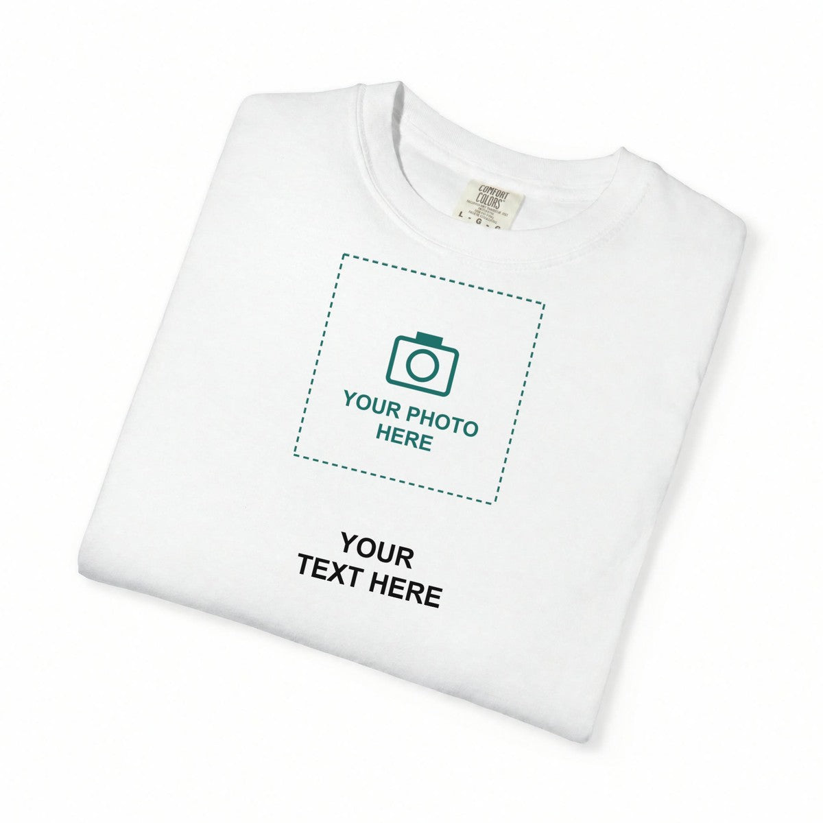 Design Your Own Custom Photo and Text Comfort Colors T-Shirt folded