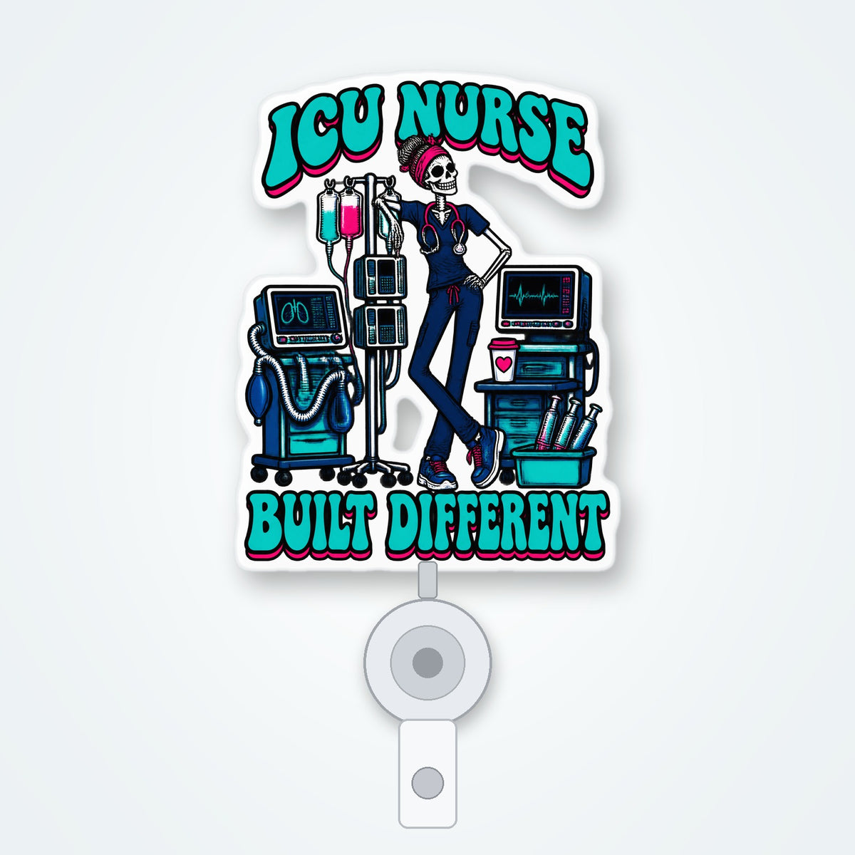 ICU Nurse Skeleton Badge Reel retractable acrylic badge reel