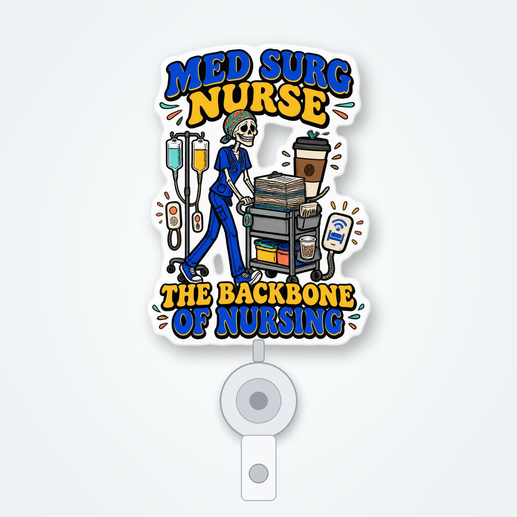 Med-Surg Nurse Skeleton Badge Reel retractable acrylic badge reel