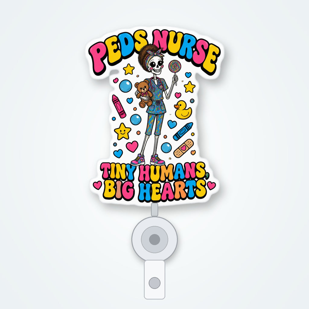 Peds Nurse Skeleton Badge Reel retractable acrylic badge reel